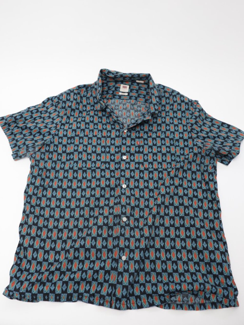 Levi's Camp Shirt Geometic Pattern Short Sleeve Button Down Size L
